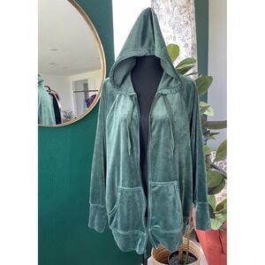 OFFLINE by Aerie Womens Velour Full Zip Hoodie Green Soft Comfy‎ Casual S
